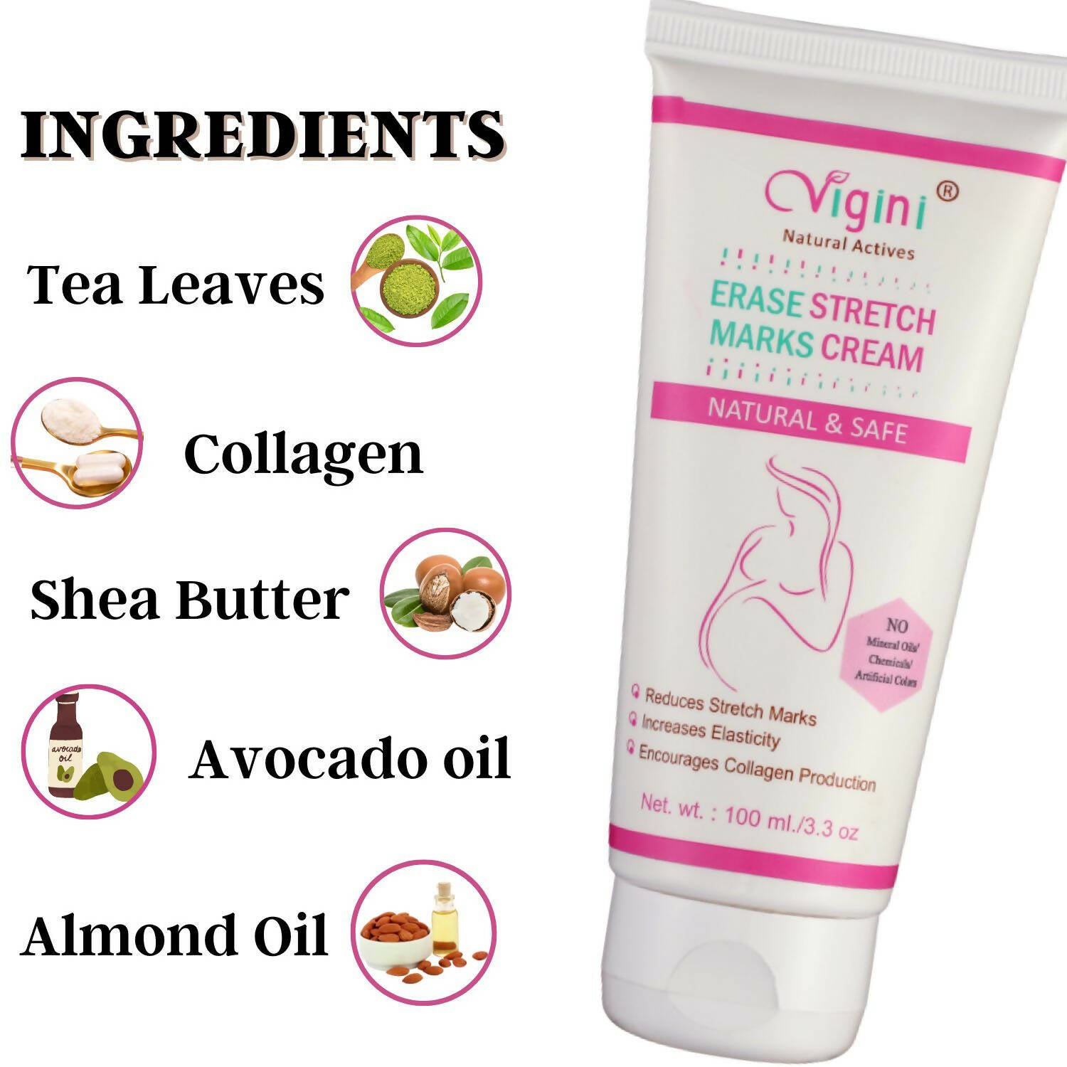 Vigini Natural Actives Stretch Marks Scars Removal Oil Cream - Distacart