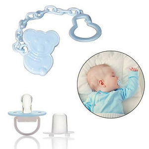 Safe-O-Kid Safe-O-Kid Animal Design Silicone Pacifier/Soother With Holder Chain And Clip, Blue Bear - Distacart