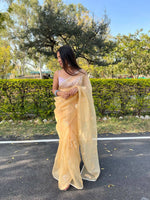 Thumbnail for Vastrasky Yellow Organza Saree - Distacart