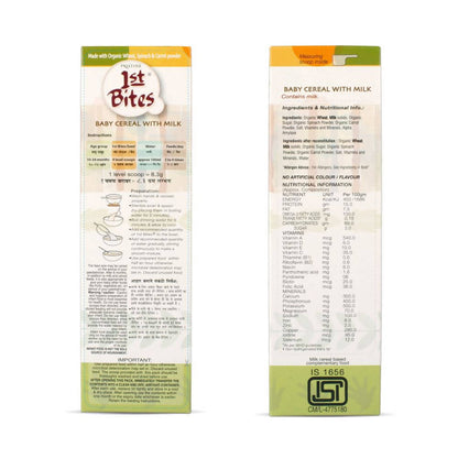 Pristine 1st Bites Baby Cereal Stage-3 Organic Wheat, Spinach & Carrot