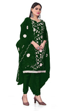 Thumbnail for Green Organza Silk Embroidered Work Unstitched Dress Material - Tanvi - Distacart