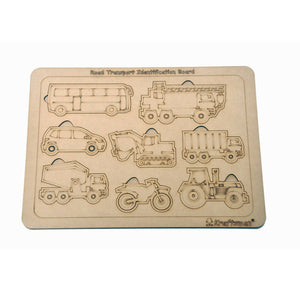 Kraftsman Road Transport Vehicles Identification Puzzle Board With Color Kit Included - Distacart