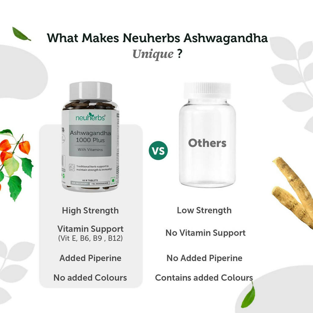 Neuherbs Ashwagandha 1000 Plus Tablets with Vitamins - Distacart