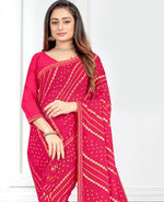 Thumbnail for Pink Georgette Bandhani Printed Saree With Unstitched Blouse Piece - Jyoti - Distacart