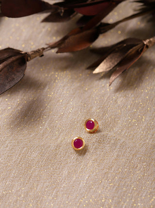 Maroon Circular Studs Earrings - Ruby Raang - Distacart