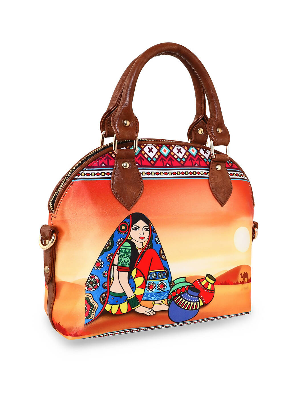 Sabhyata Pot Lady - Satin Handbag With Detachable Sling - Distacart