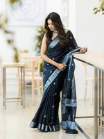Thumbnail for DEIANA'S Beautiful Golden Jari with New Design Soft Cotton Saree - Black - Distacart