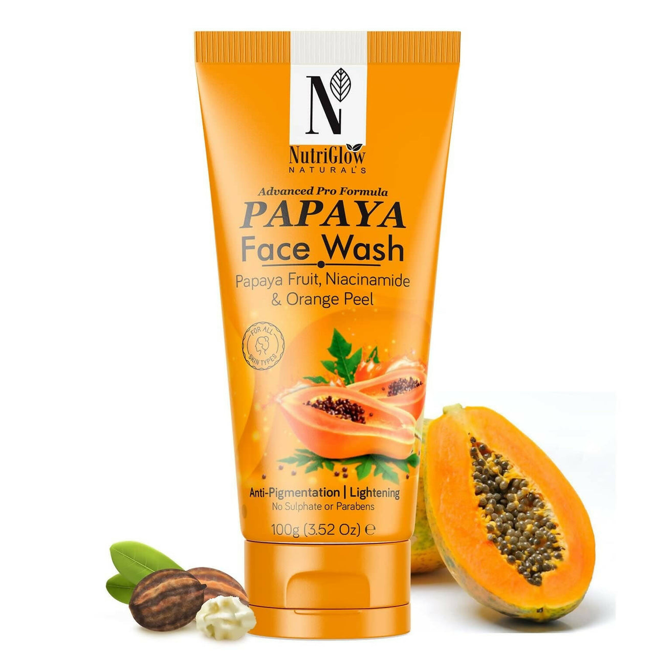 NutriGlow NATURAL'S Advanced Pro Formula Papaya for Skin Brightening & Tan Removal Face Wash - Distacart