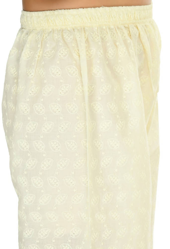 Mominos Fashion Moeza Cotton Off White Chikan Work Palazzo