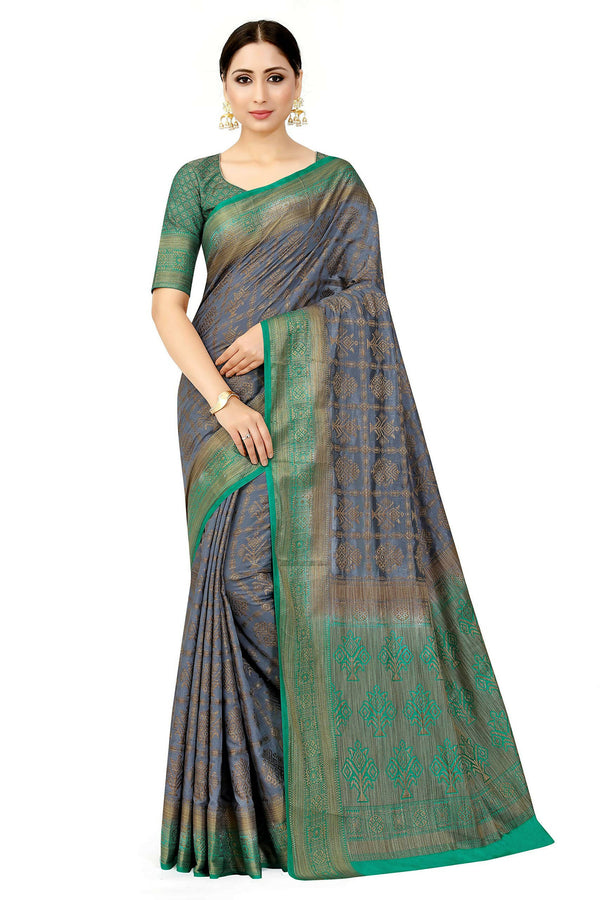 Mimosa Women's Charcoal Grey Patola Art Silk Saree - Distacart