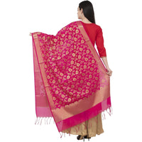 Thumbnail for A R Silk VNS Jaal Fancy Dupatta Color Rani Dupatta or Chunni