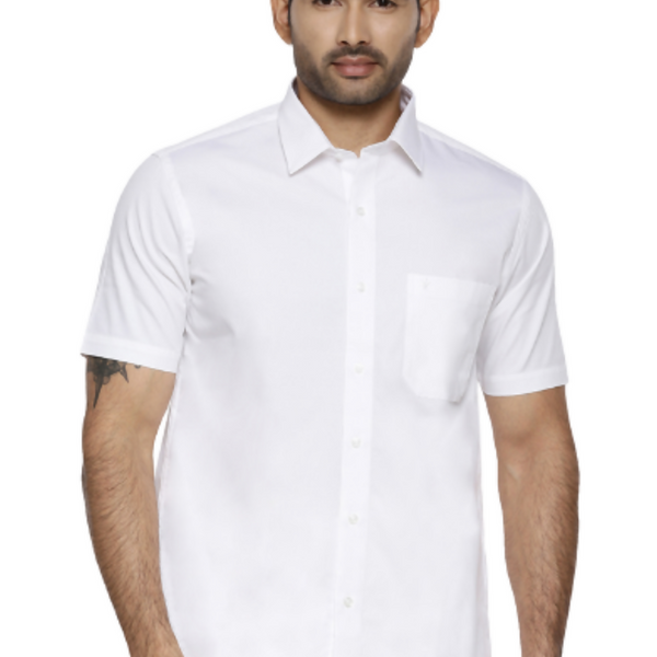 Ramraj Cotton Mens Half Sleeve Formal 100 % Cotton White Shirt - Distacart