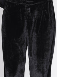 Thumbnail for Women Republic Black Velvet Embroidered Kurta With Pants - Distacart