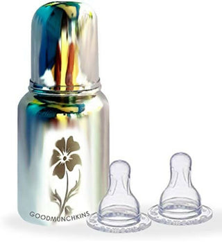 Goodmunchkins Stainless Steel Feeding Bottle Joint Less 304 Grade No Joints BPA Free for New Born Baby/Toddlers/Infants-140ml - Distacart