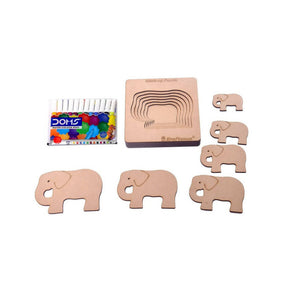 Kraftsman Stack up Puzzles/ Layered Puzzle Elephant Shape for Kids | Color Kit Included | 6 Pieces Puzzle - Distacart