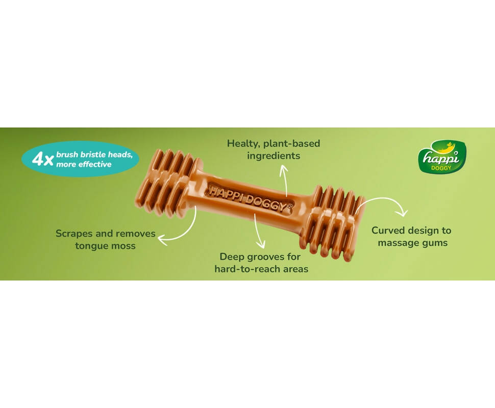 Happi Doggy Dental Chew Care Skin & Coat Support Honey & Coconut Oil - Distacart