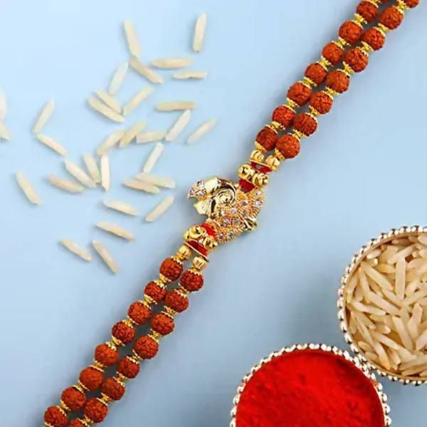 Ganesha Minimal Style Rakhi And Kaju Rolls Box - Distacart
