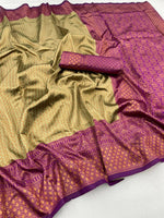 Thumbnail for DEIANA'S Beautiful Golden Jari with New Design Soft Lichi Silk Saree - Pista - Distacart