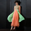 Orange Georgette Floral Embroidered A-line Kurti - Missy - Distacart