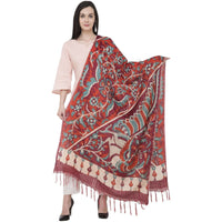 Thumbnail for A R Silk Modal Kalamkari Print Fancy Dupatta Color Mehroon Dupatta or Chunni