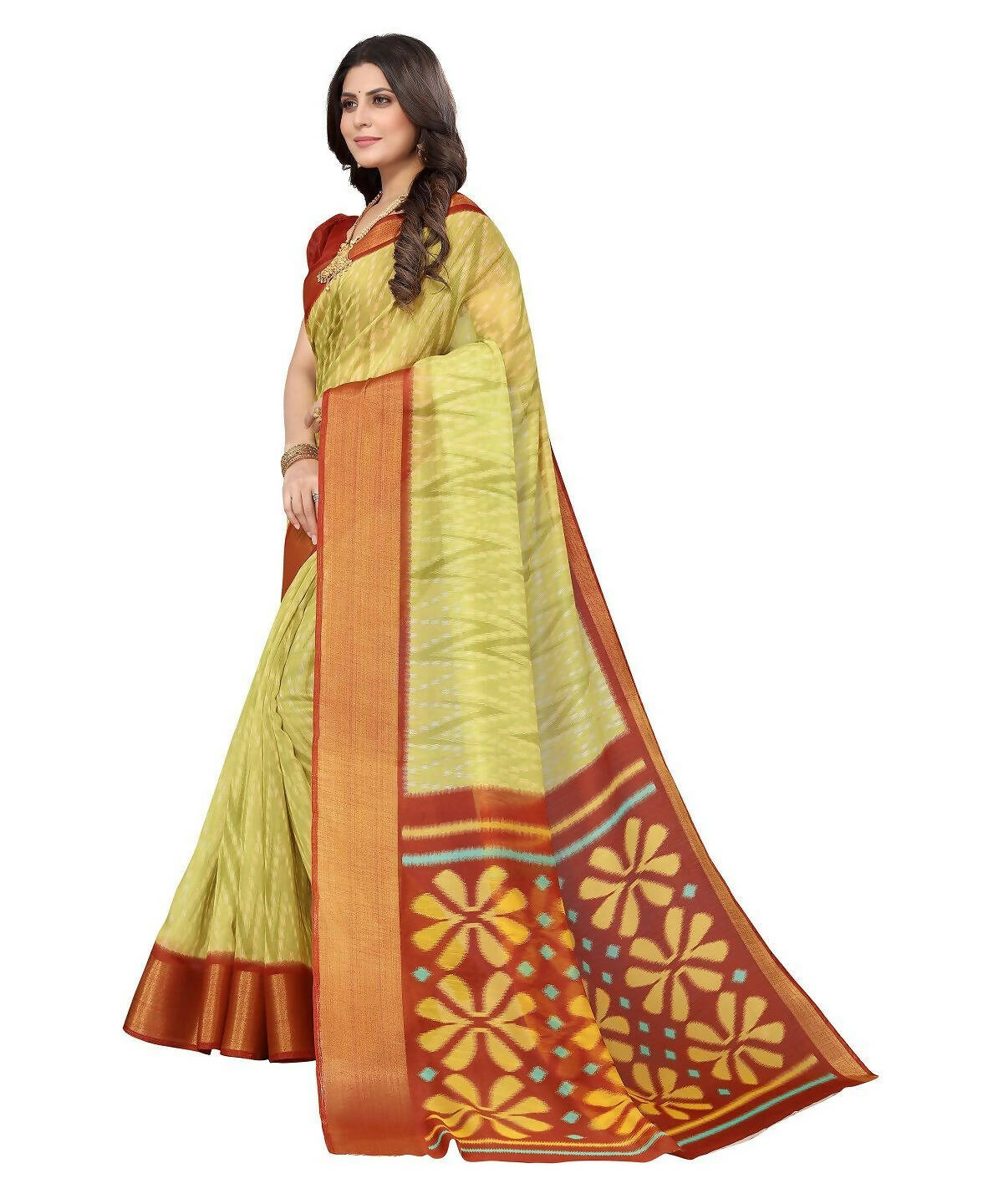 Vamika Cotton Light Green Jari Border Bollywood Style Saree (DINO LIGHT GREEN) - Distacart