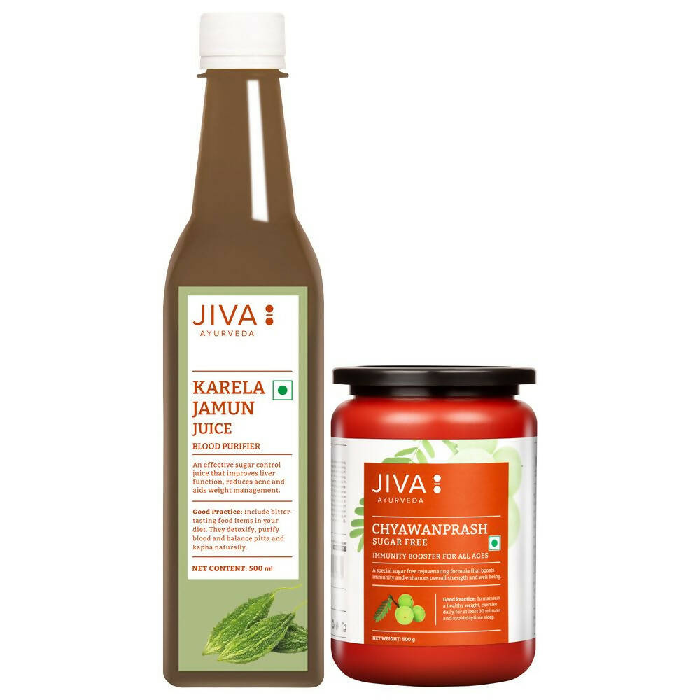 Jiva Ayurveda Karela Jamun Juice & Sugarfree Chyawanprash Combo - Distacart