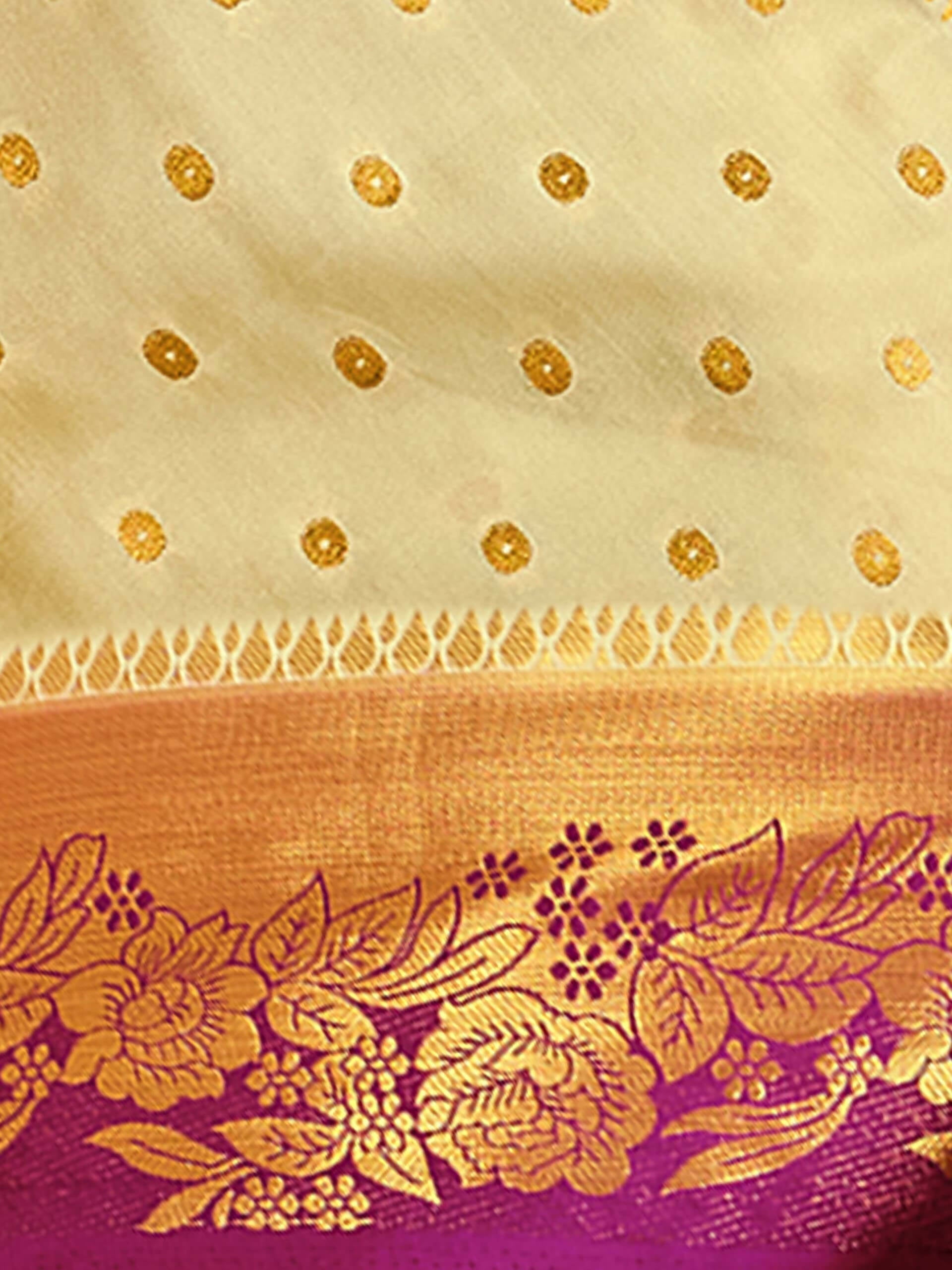 Mimosa Women's Beige Mysore Silk Crepe Saree - Distacart