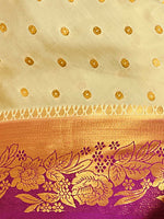 Thumbnail for Mimosa Women's Beige Mysore Silk Crepe Saree - Distacart