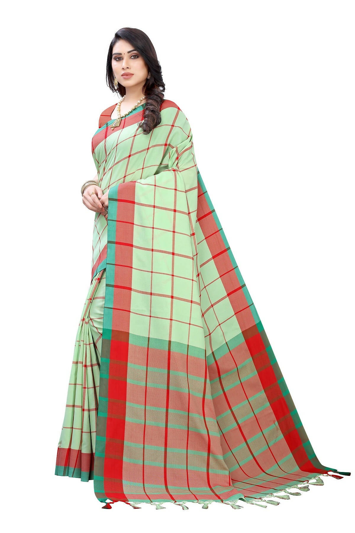 Vamika Pista Green Cotton Silk Weaving Saree - Distacart