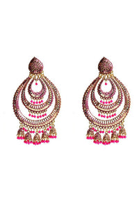 Thumbnail for Tehzeeb Creations Pink Colour Earrings With Pearl