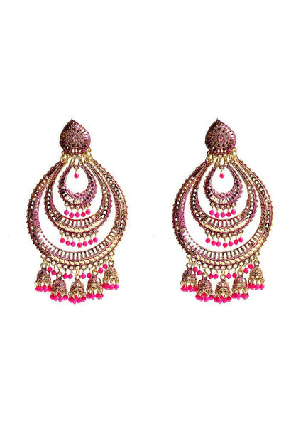 Tehzeeb Creations Pink Colour Earrings With Pearl