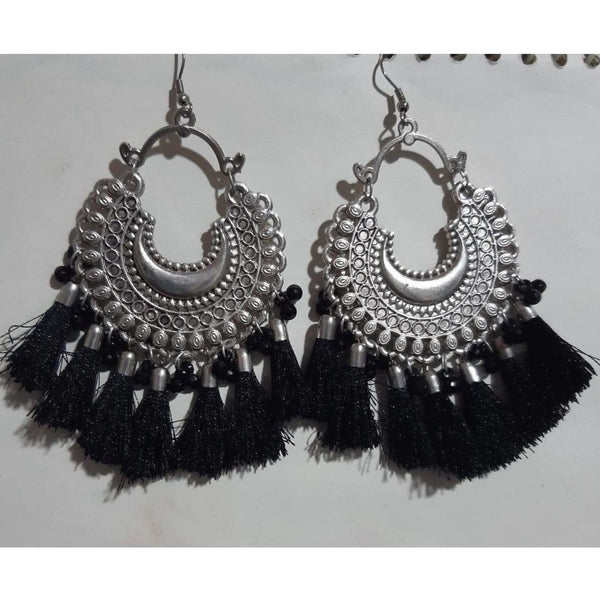 Muskan Fancy Glass Pearl stone Black Thread Earrings