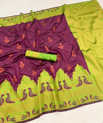 Thumbnail for DEIANA'S Beautiful Golden Jari with New Design Soft Lichi Silk Saree - Wine - Distacart