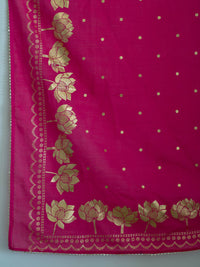 Thumbnail for Suta Pink Floral Cotton Blend Saree - Distacart