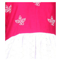 Thumbnail for Akarshan Pure Cotton Frock Style Kurti With Leggings Set - Pink And White - Distacart