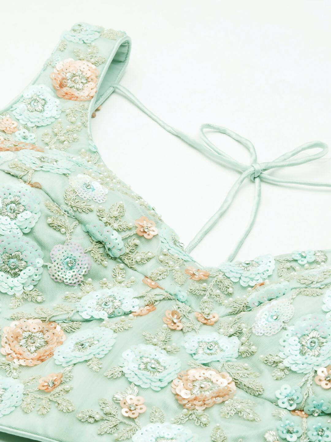 House of Panchhi Sea Green Net Sequins and Zarkan embroidery Lehenga choli & Dupatta - Distacart