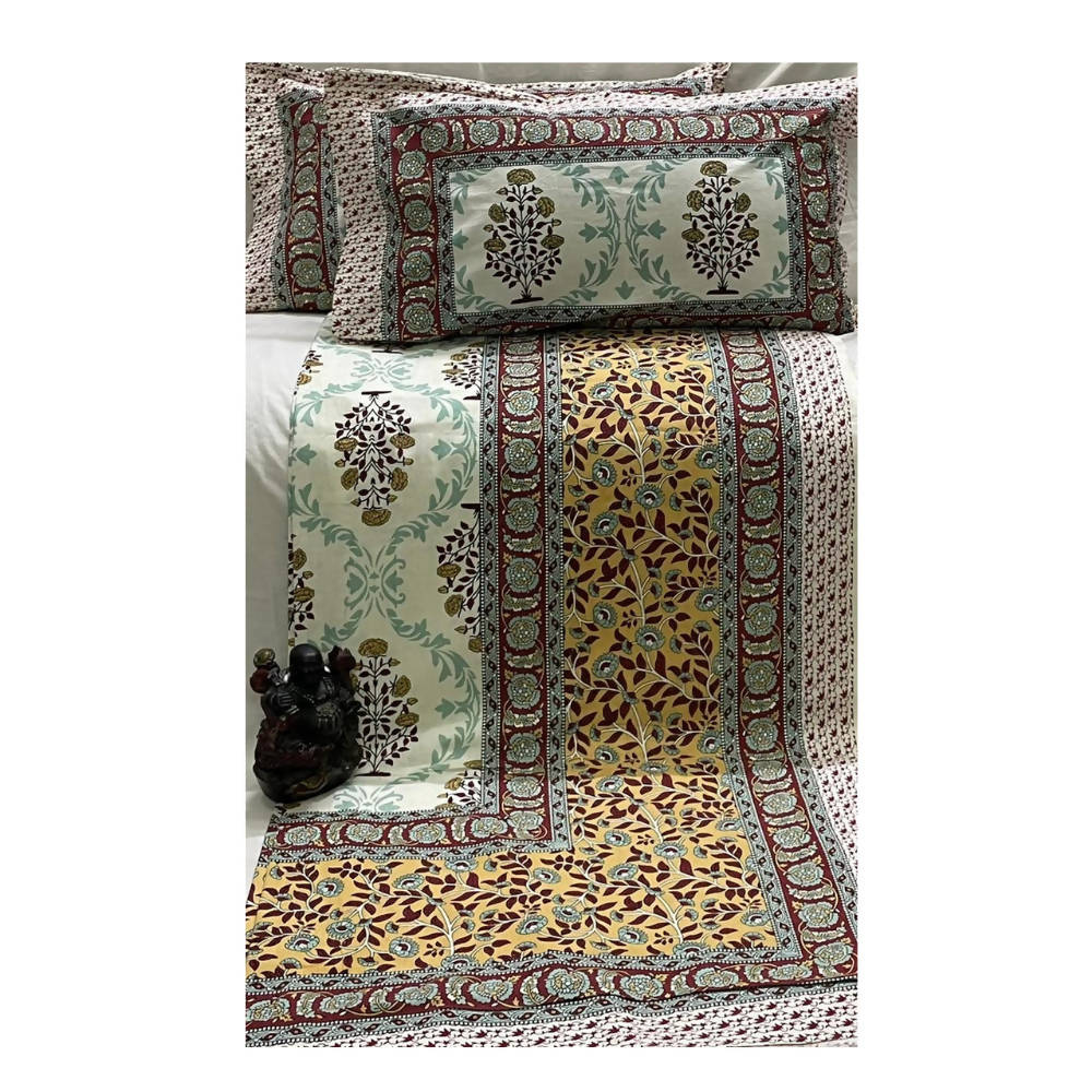 Clovers & Crafts Anarkali King Size Bedsheet With 2 Pillow Covers (ANAR A) - Distacart