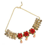 Thumbnail for Mominos Fashion Johar Kamal Gold-Plated Brass Finish Stone/Pearls Choker For Women (Golden) - Distacart