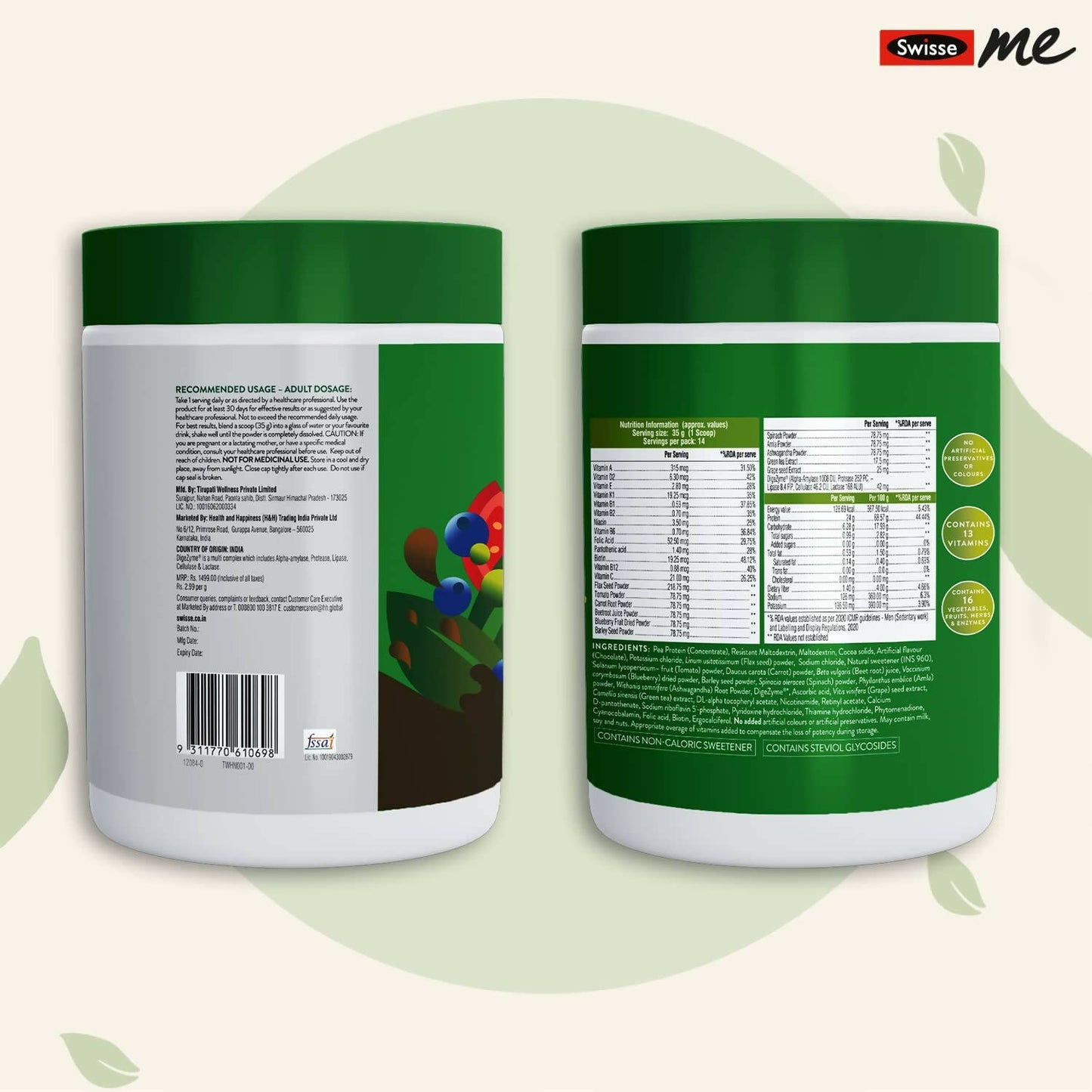 Swisseme Plant Protein Powder - Daily Nutrition For Men & Women - Distacart
