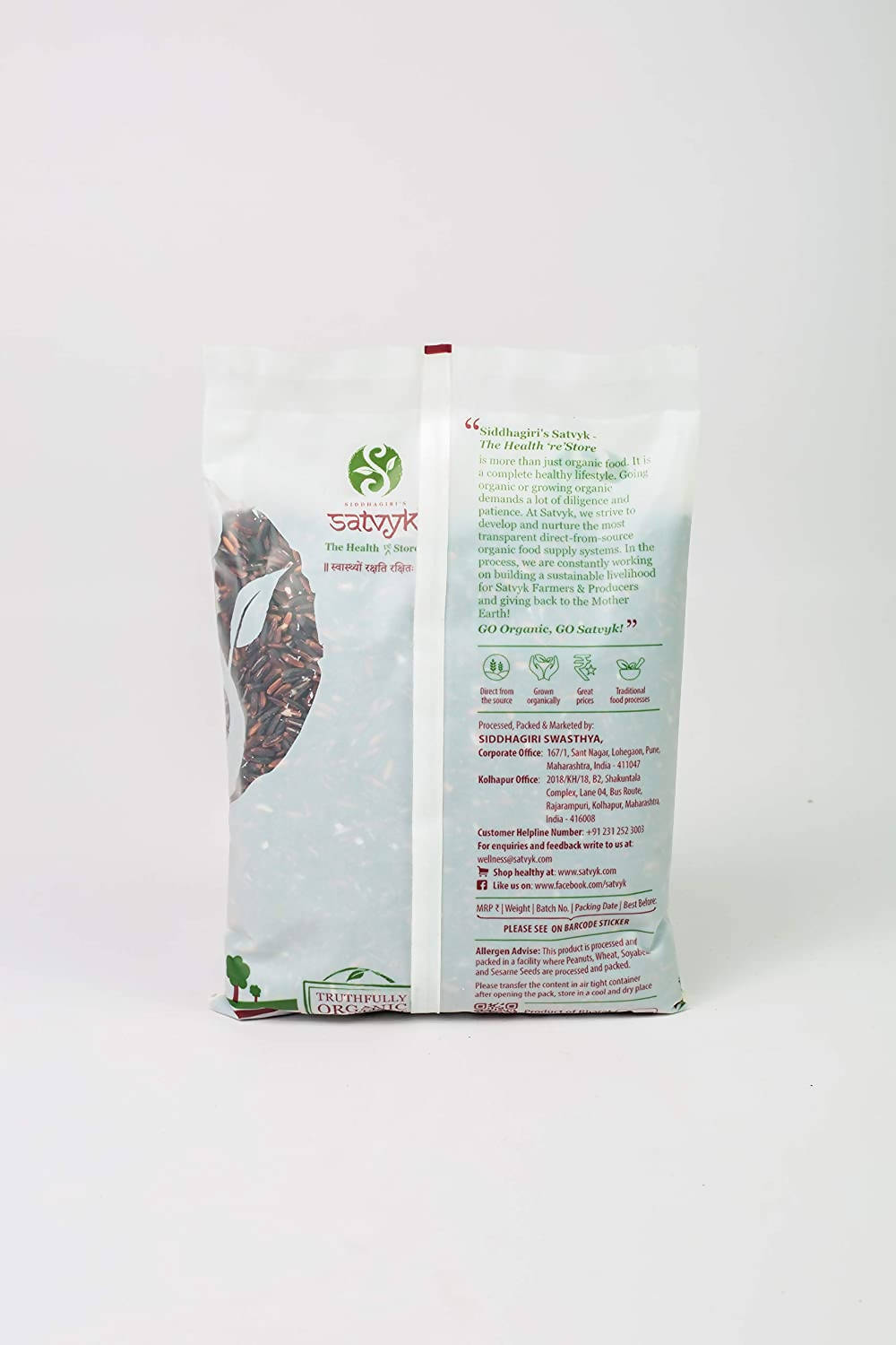 Siddhagiri's Satvyk Organic Black Rice Back image