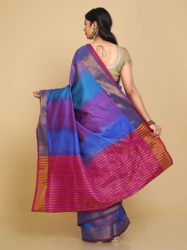 Kalamandir Ikkat Print Multi Uppada Saree With Pink Blouse