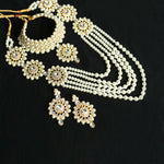 Thumbnail for Mominos Fashion Johar Kamal Gold-Plated Rani Haar with Off white Pearls Jewellery Set - Distacart