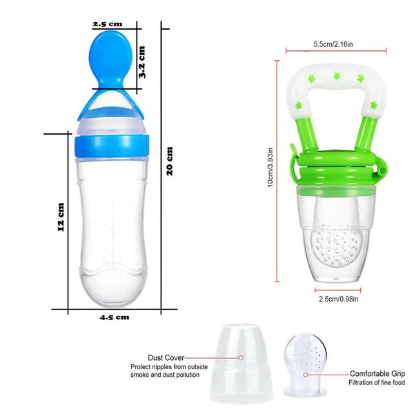Goodmunchkins Silicone Spoon Food Feeder & Fruit Feeder for Toddlers Food Grade Silicone Bottle 90ml-Blue - Distacart