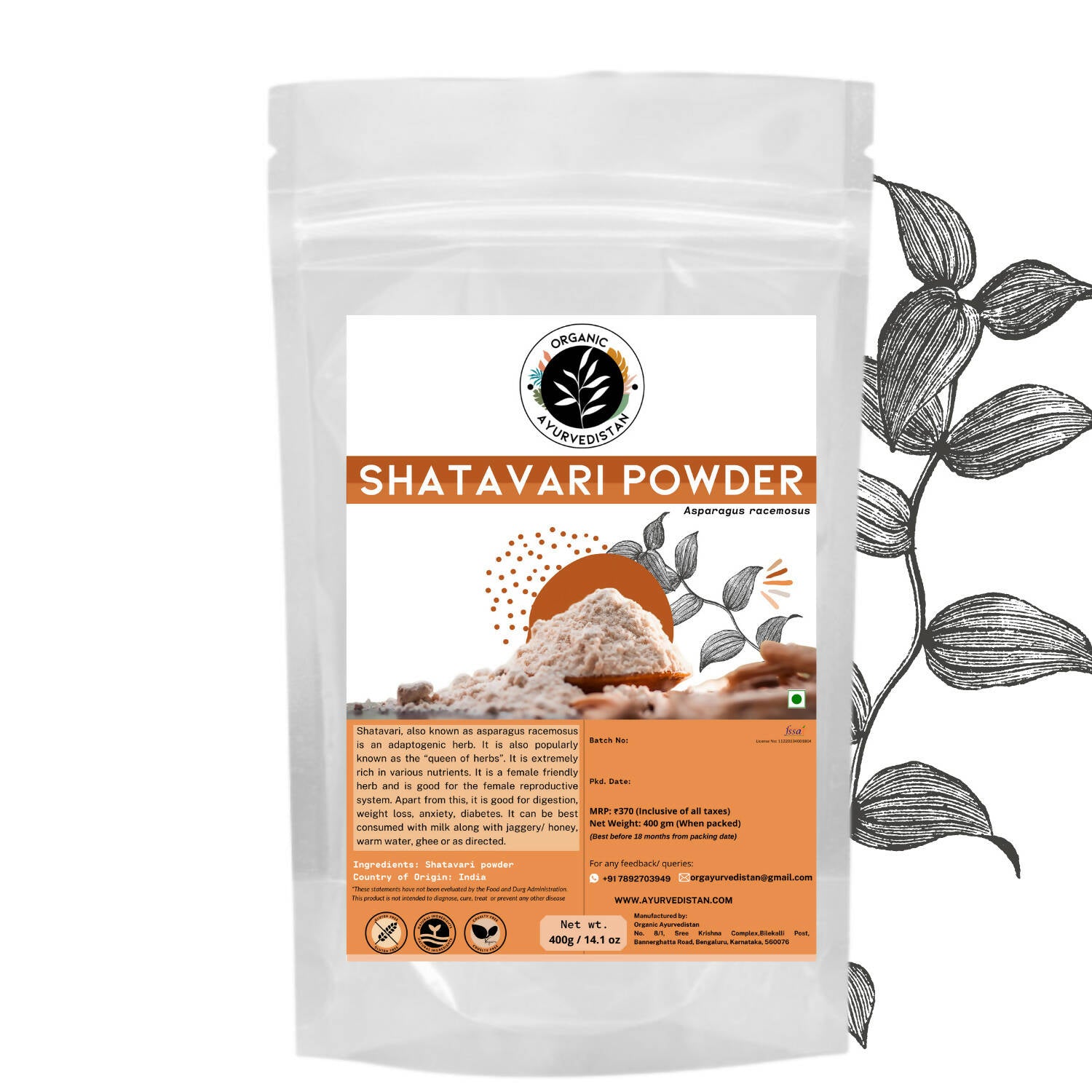 Organic Ayurvedistan Shatavari Powder - Distacart