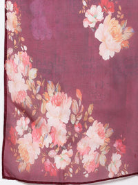 Thumbnail for Myshka Women's Burgundy Cotton Solid 3/4 Sleeve Square Neck Casual Kurta Pant Dupatta Set