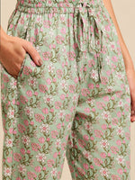 Thumbnail for Sangria Women Floral Printed Gotta Patti Pure Cotton Kurta with Trousers & With Dupatta - Distacart