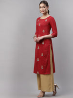 Thumbnail for Kalini Women Red Ethnic Motifs Embroidered Kurta - Distacart