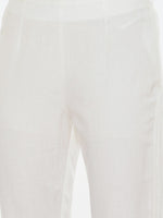 Thumbnail for Biba Women White Ethnic Motifs Printed Pure Cotton Kurti with Trousers - Distacart
