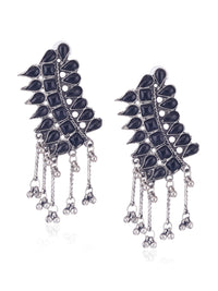 Thumbnail for Cardinal Silver-Plated Black Stone Studded Jewellery Set - Distacart