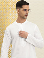 Thumbnail for House of Pataudi Men Pure Cotton Solid Chikankari Jashn Short Kurta - Distacart